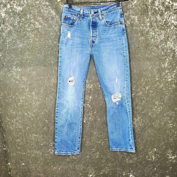 Levi's 501 High Waist Distressed Jeans - Picture 1 of 7